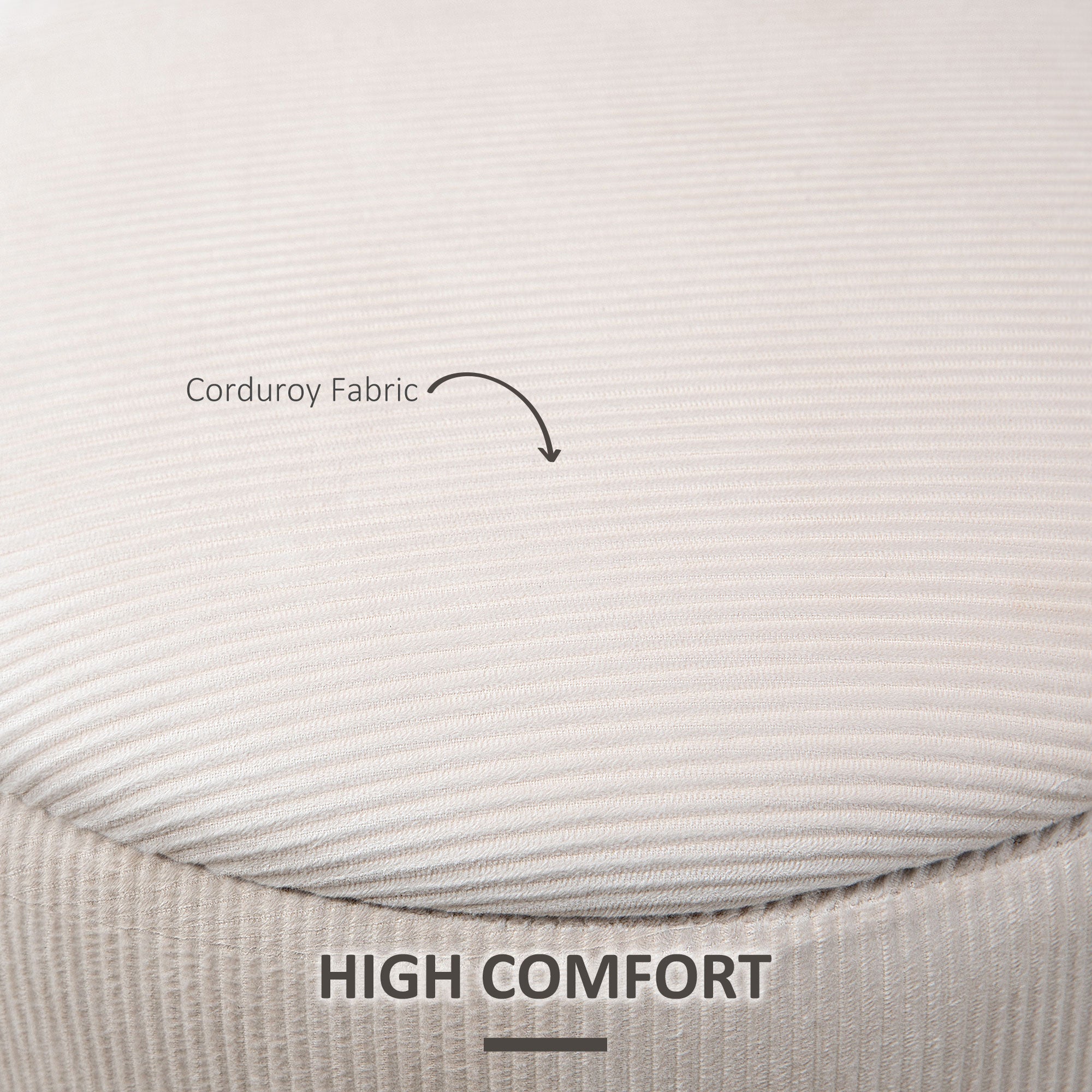 HOMCOM Set of 2 Round Ottoman with Storage, Fabric Vanity Stool for Makeup, Footrest Stool with Removable Lid for Living Room & Bedroom, Cream White
